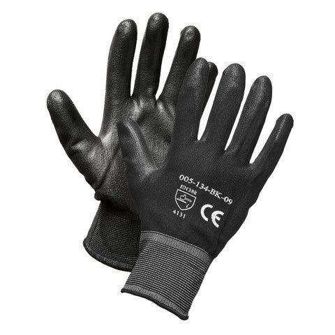 Nylon Glove, Polyurethane Palm-Coated, Black/Black