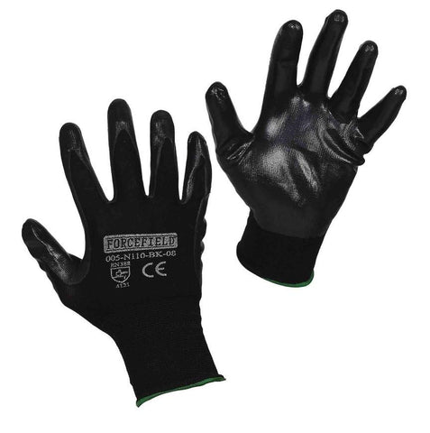 Nitrile Coated Glove, Black/Black