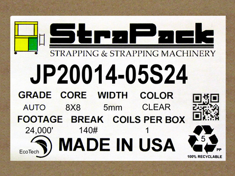 5mm 8x8 140lb break, Clear Smooth PP Strap 24,000ft