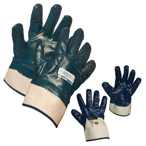 O/S Blue Nitrile Fully Coated Glove with Safety Cuff